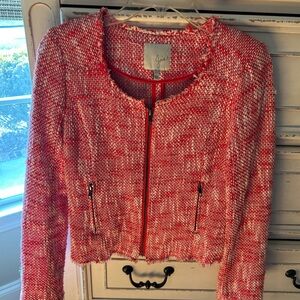 Joie Red and White Tweed Blazer